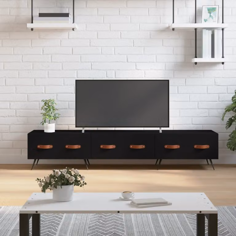 vidaXL Mobile Porta TV Moderno Nero in Legno e Metallo L 150 cm x P 36 cm x H 30 cm