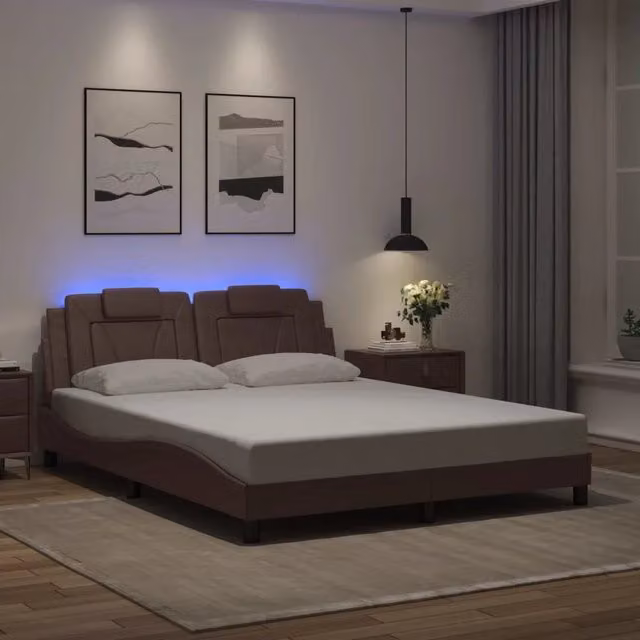 Giroletto Viana con LED senza Materasso-Struttura Letto Marrone 160x200 cm