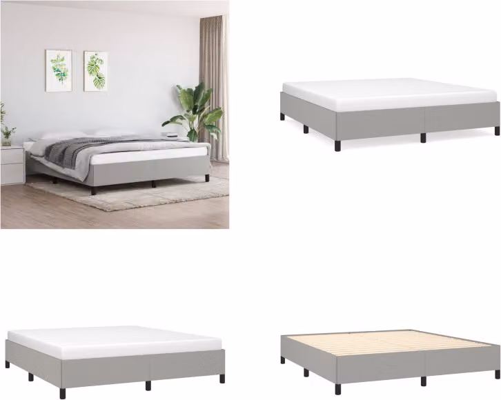 vidaXL Struttura letto grigio chiaro 160x200 cm in tessuto - Struttura letto - Cornici letto - Struttura letto - Letto