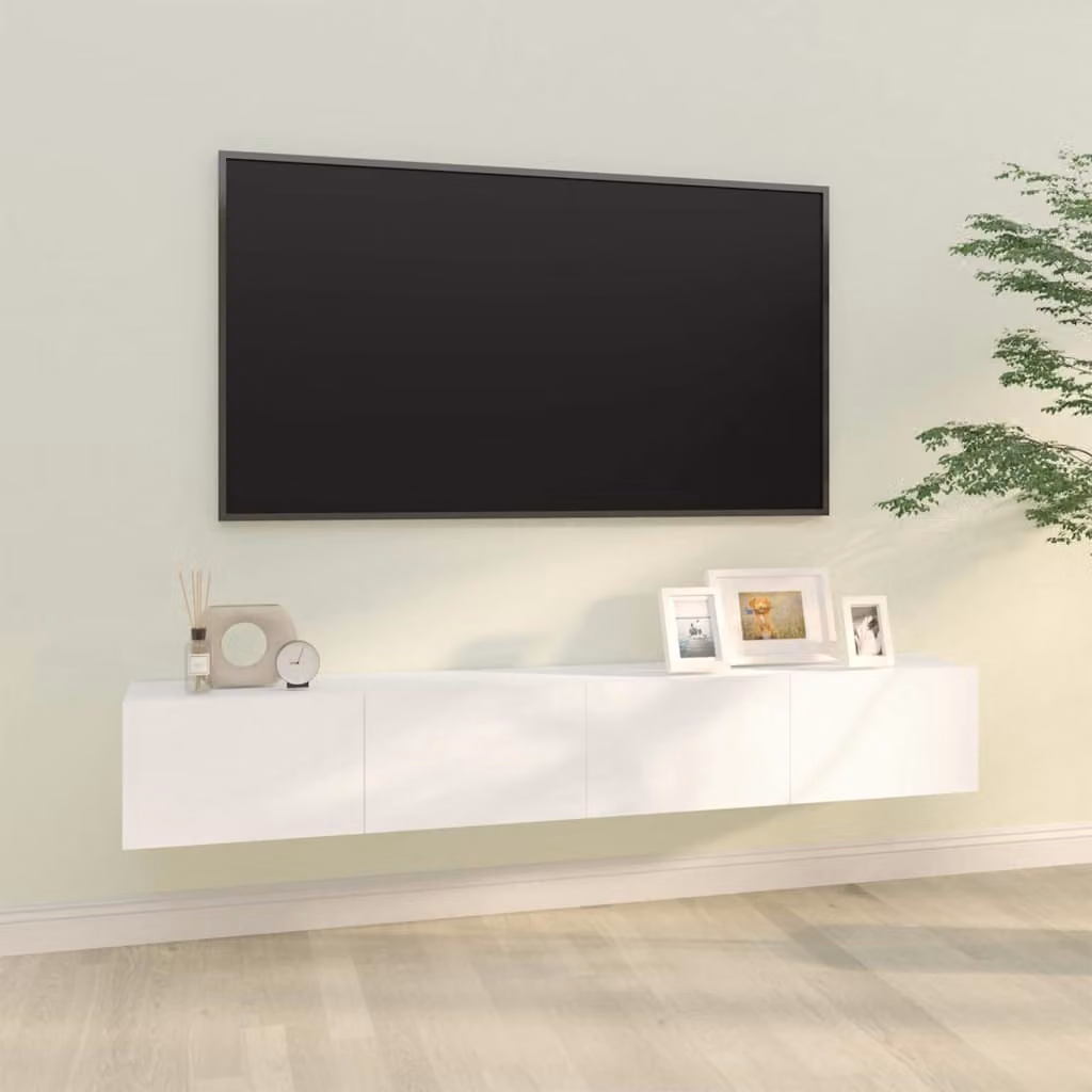 Set di 2 mobili TV da parete vidaXL in legno bianco opaco L 100 x P 30 x H 30 cm