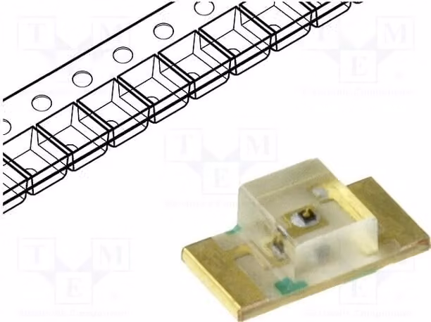 5 LED, 20-50 mcd, 3,2 x 1,6 x 1,05 mm, angolo di emissione 120°, SMD 1206, colore verde, 2,1-2,5 V, 20 mA, codice prodotto KPTR-3216CGCK