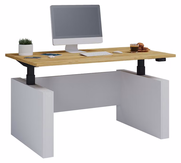 Scrivania regolabile in altezza, regolabile in continuo da 71 a 120 cm, regolazione elettrica dell'altezza, dimensioni scrivania per computer 140x80, scrivania per ufficio Salia