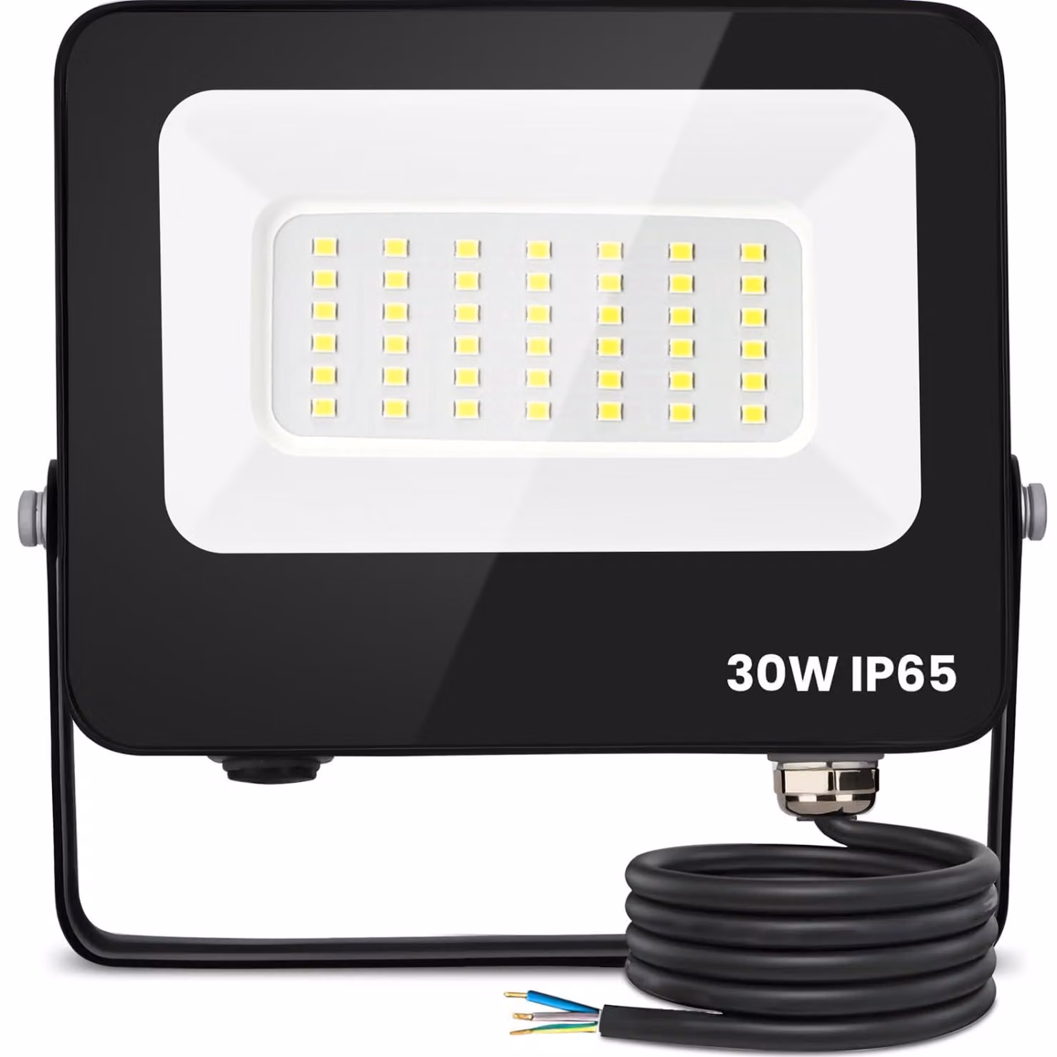 Aigostar, faretto LED da esterno, 30W, luce bianca fredda (6500K), 2450 lumen. Proiettore IP65, resistente all'acqua, ideale per illuminare giardini, garage, campi sportivi, cortili. Faretto da esterno