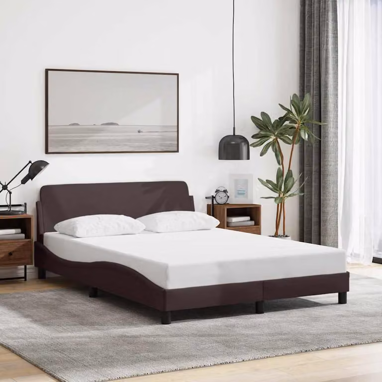 Giroletto vidaXL Dover Marrone Scuro in Tessuto con Listelli in Legno L/P: 120 x 200 cm