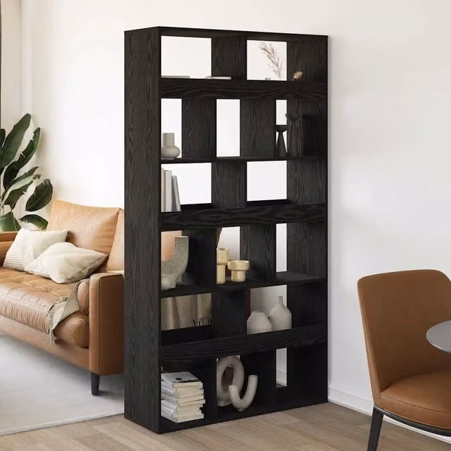 Libreria moderna vidaXL con 15 ripiani in legno e MDF, colore nero, L 100 cm x P 33 cm x H 93,75 cm – 1