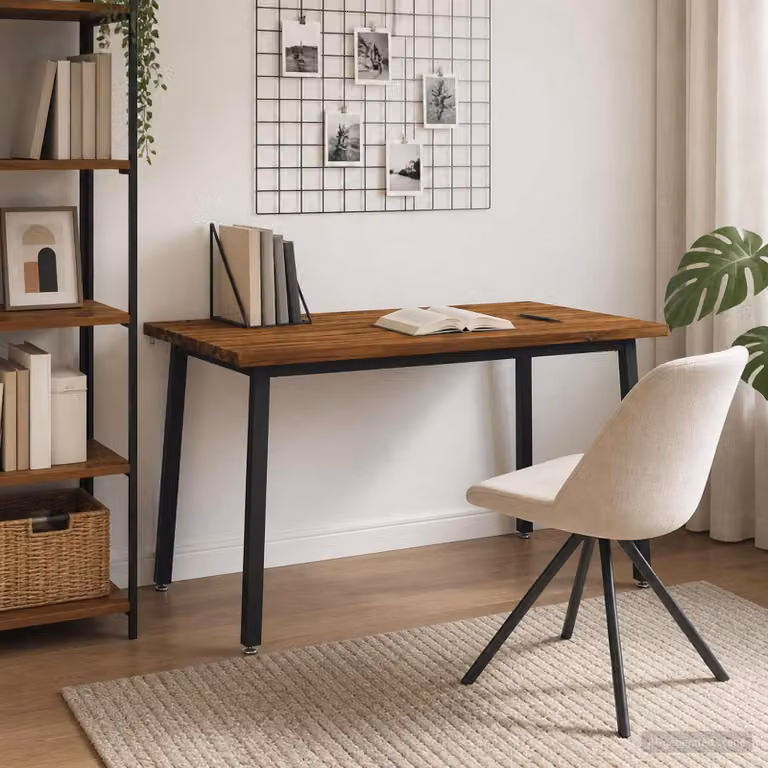Tavolo da pranzo rettangolare moderno vidaXL in legno di acacia naturale e nero L/P/H: 140 x 80 x 75 cm