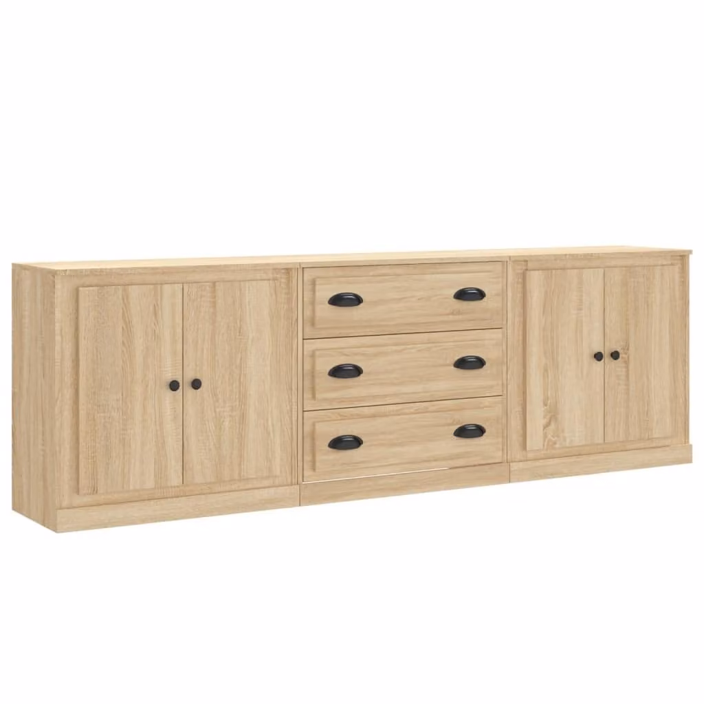 Credenze 3 pz Rovere Sonoma in Legno Multistrato