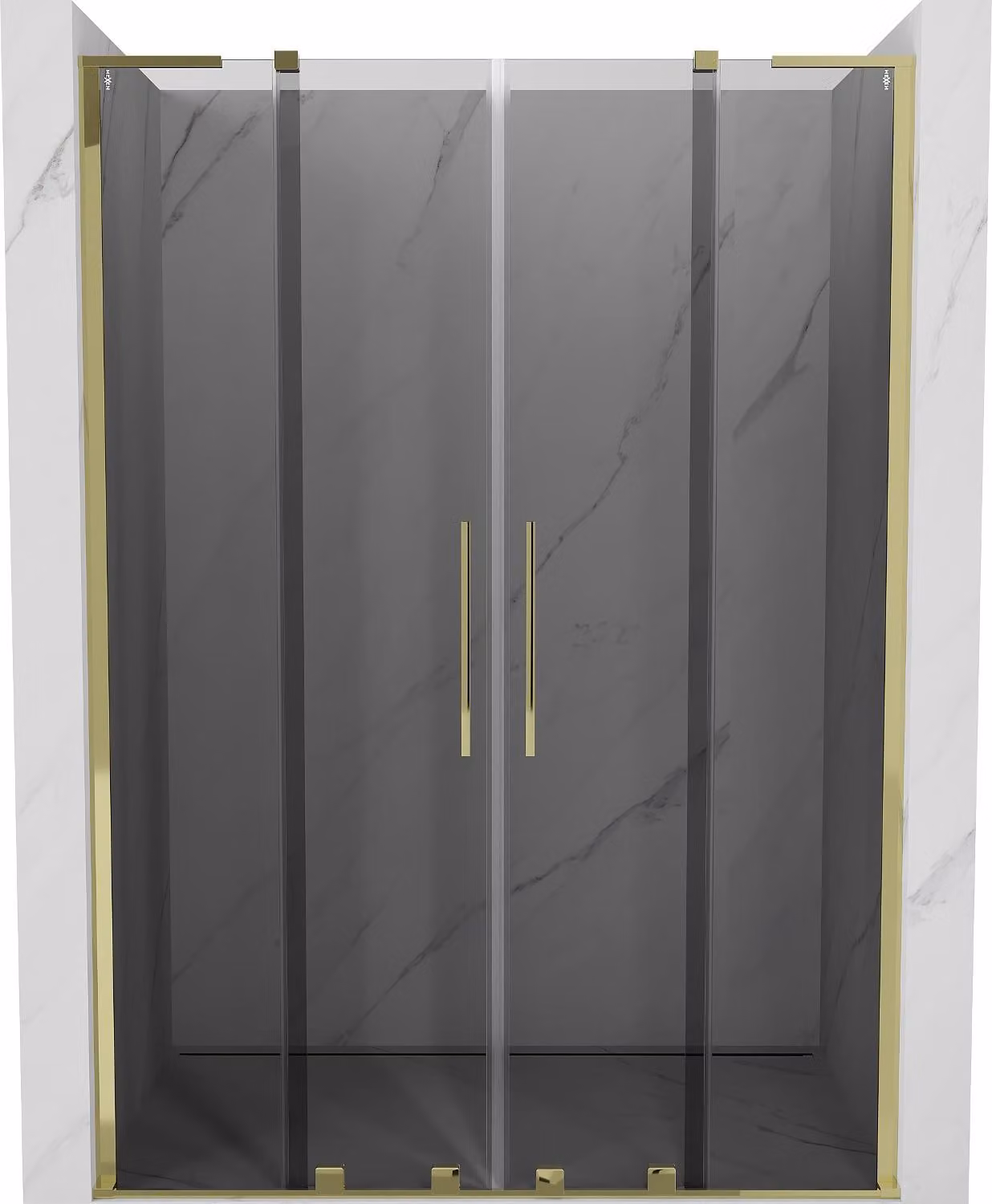 Mexen Velar L Duo porte doccia scorrevoli 160 cm, grafite, oro - 871-160-003-42-50