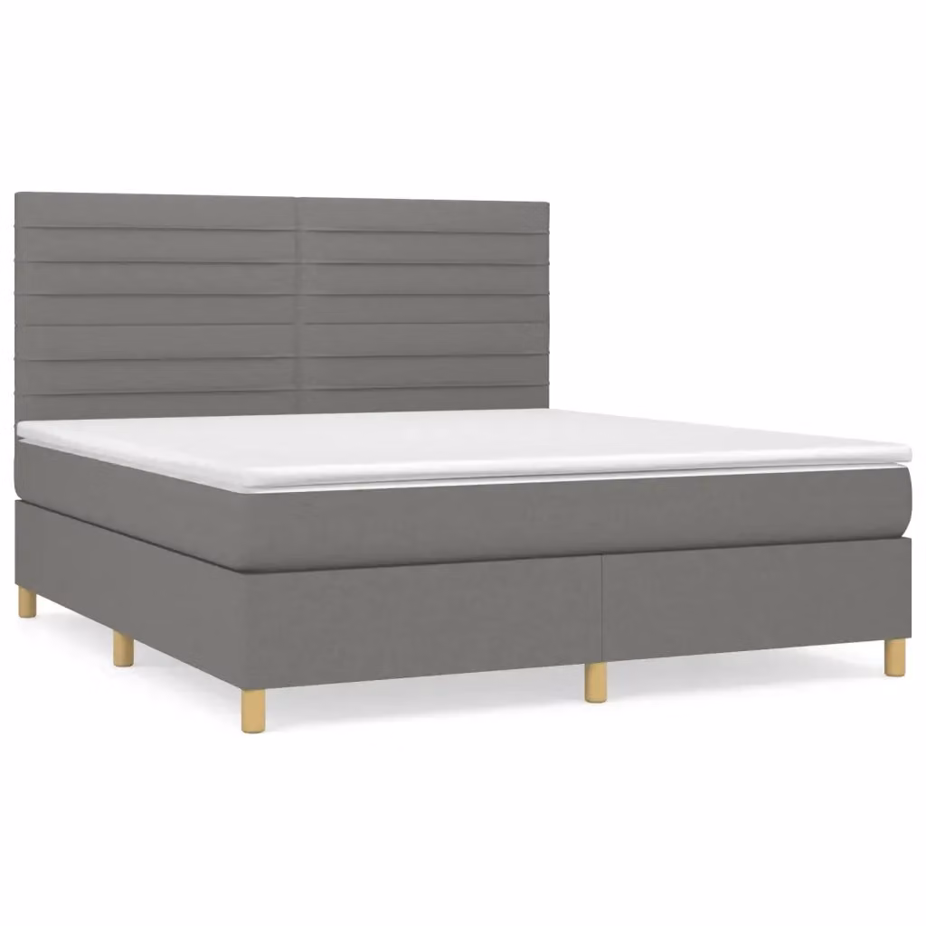 Letto Ibrido con Giroletto a Molle e Materasso vidaXL Grigio e Bianco L/P/H: 160 x 200 x 128 cm – 2