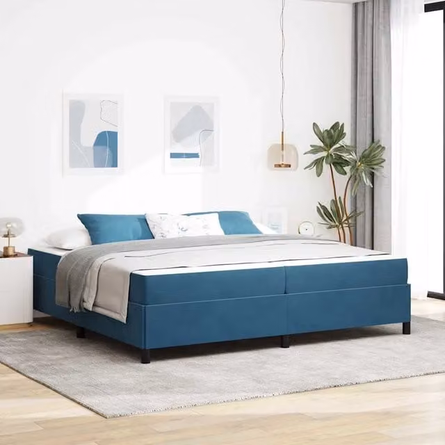Struttura del letto Blu Scuro 200 x 200 cm Tessuto 3399088