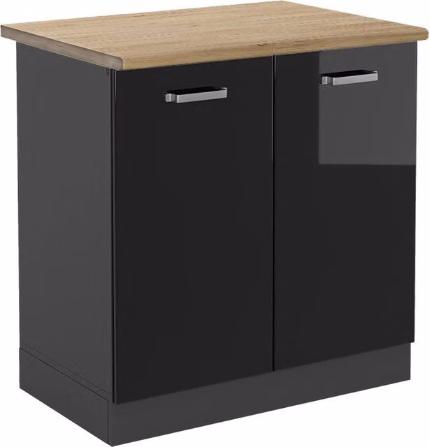 Mobile lavello cucina R-Line Nero lucido/Antracite 80 cm, PL Rovere Vicco