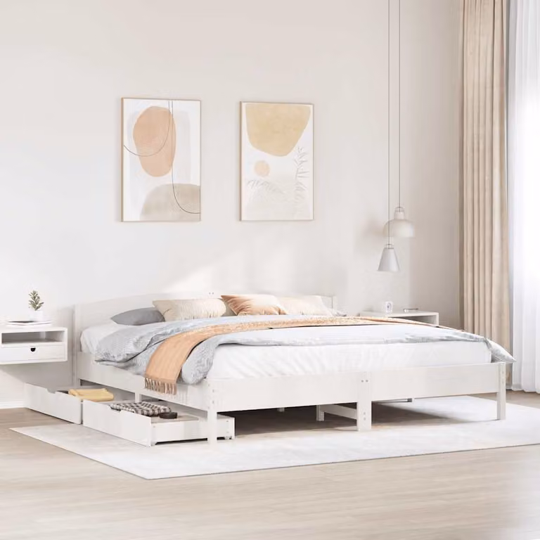 vidaXL Giroletto in legno massello di pino bianco con doghe rigide 200x200 cm