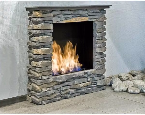 Biocamino Freestanding Da Pavimento A Bioetanolo OUTINFIRE STONE ANTIK 250 Grigio – 1
