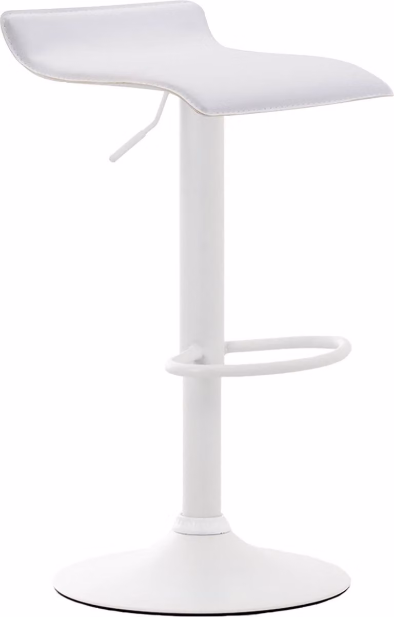 Elegante sgabello da bar - Design intelligente - Regolabile in altezza e con poggiapiedi - Rivestimento in Pelle finta | Colore: bianco | Colore base: bianco