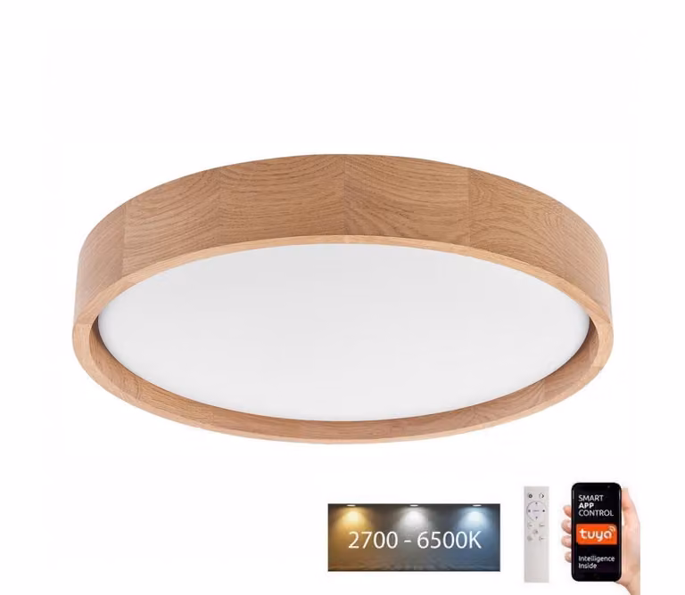 Brilagi - Plafoniera LED dimmerabile MANAROLA SMART LED/24W/230V 2700-6500K rovere d 41 cm Wi-Fi + telecomando Tuya