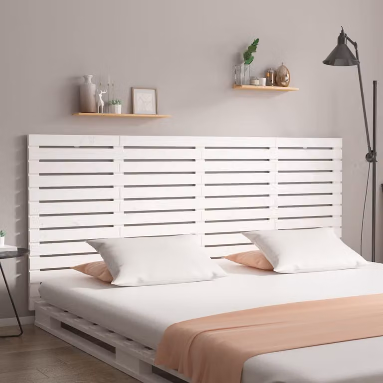 Testiera da parete vidaXL in legno massello di pino bianco L: 166 cm, P: 3 cm, H: 91,5 cm