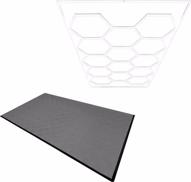 Set di 120 piastrelle modulari grigie e bianche con 14 luci LED esagonali 6500K e bordi MONSTER SHOP