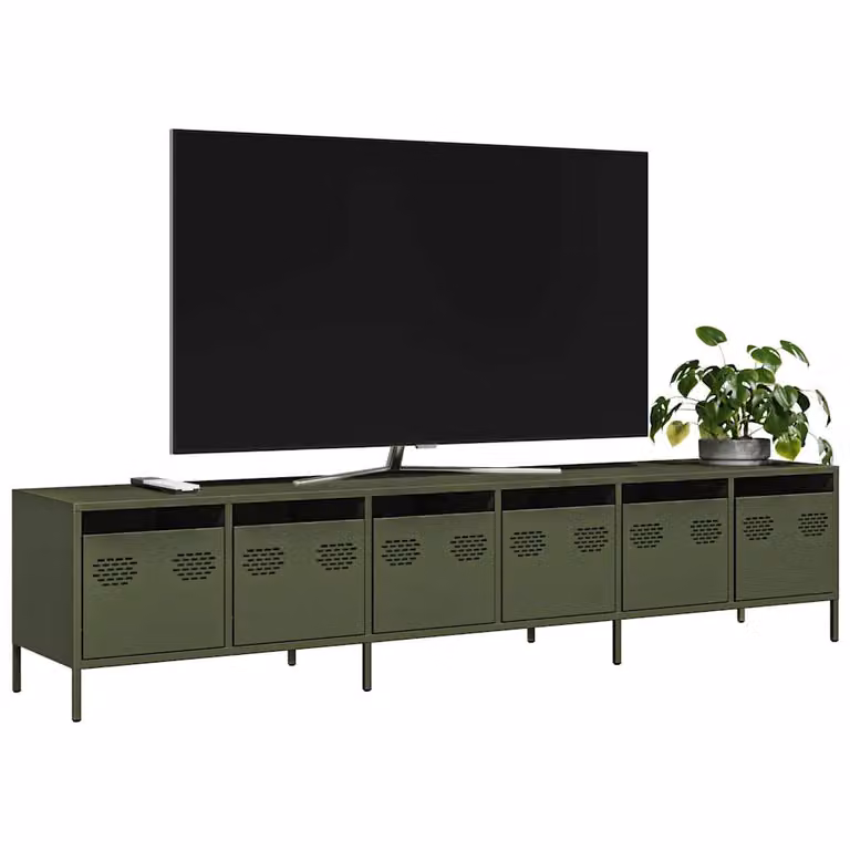 Mobile TV vidaXL Verde, in metallo, L: 202 cm, P: 39 cm, H: 43,5 cm