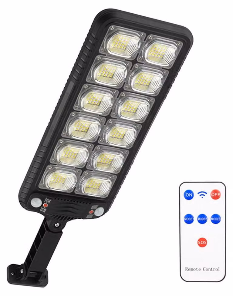 Lampione solare a LED, 300 LED, 20.000 lumen, angolo di illuminazione 240°, grado di protezione IP65
