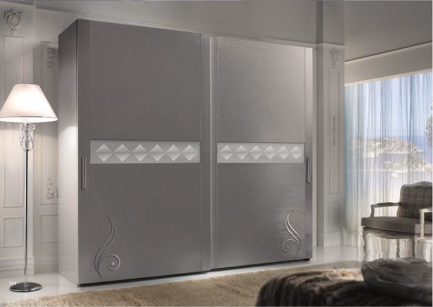 Kleiderschrank Schrank Luxus Schwebetüren Design Schränke Kleider Holz Möbel