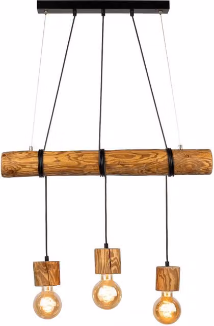 Lampadario a sospensione Montagna in legno marrone con 3 spot-light E27
