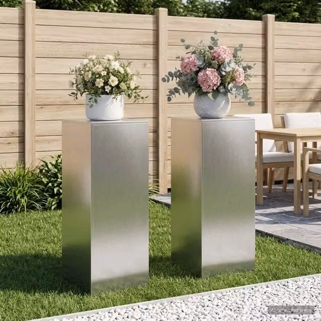 Supporto per piante 2 pcs Argento 40 x 40 x 100 cm Acciaio 8012567