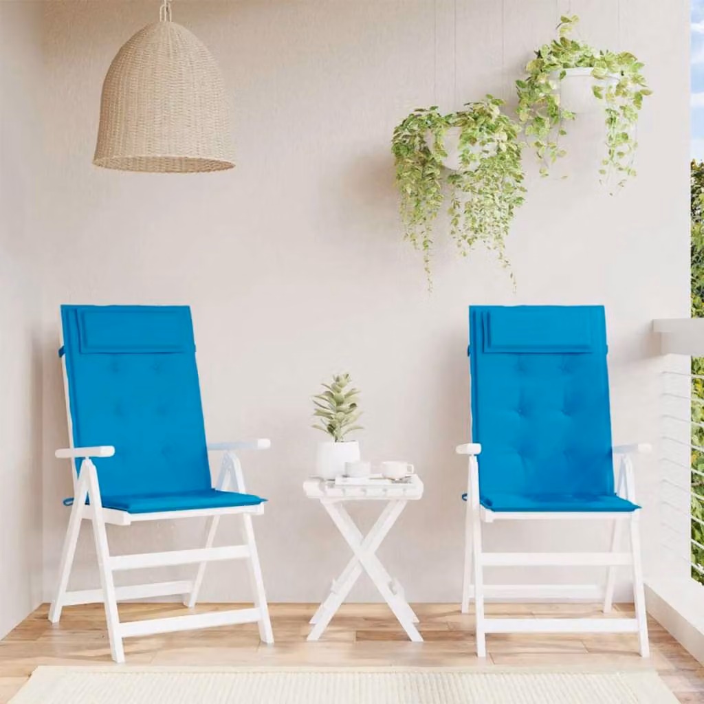 Set di 2 cuscini per sedia con schienale alto vidaXL in tessuto Oxford blu, impermeabili e traspiranti