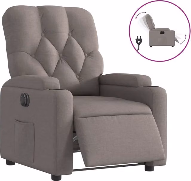 Poltrona | Sedia Relax Elettrica Reclinabile Tortora in Tessuto