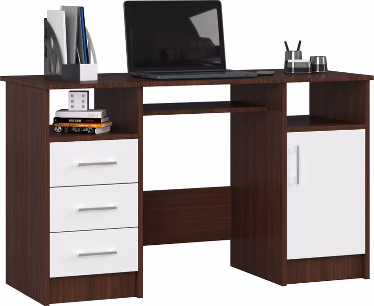Scrivania ANA Wenge/Vit con spazio di archiviazione e design elegante