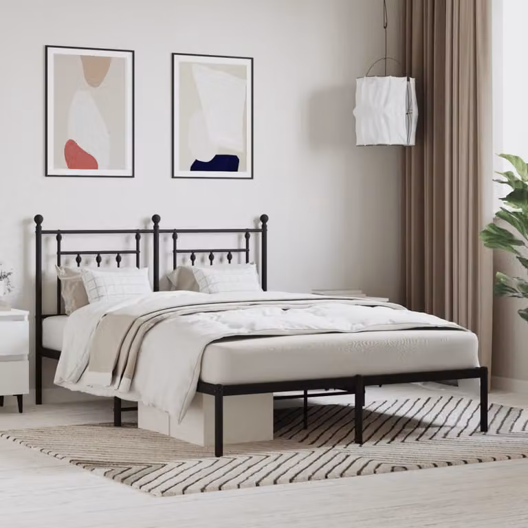 The Living Store Struttura letto con testiera in metallo nero 140x190 cm