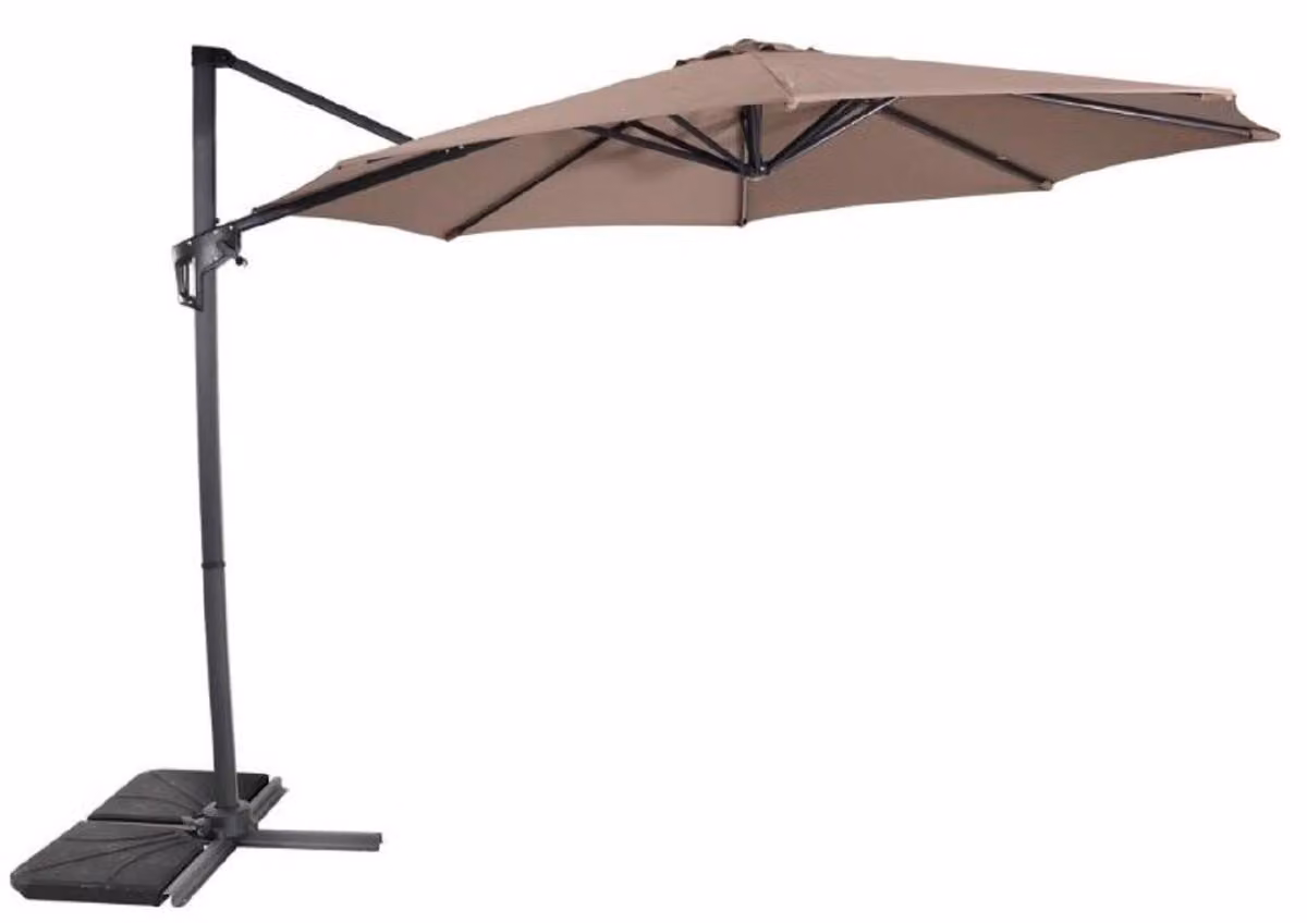 Casa Padrino ombrellone a sbalzo antracite / tortora Ø 300 cm - ombrellone con supporto - ombrellone da giardino - ombrellone da patio - ombrellone da balcone - accessori per giardino patio balcone