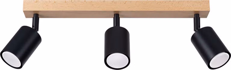 Faretto JUNGLO nero-legno 3xGU10x10W in metallo, dimensioni: 17,5x45x61 cm, IP20, Pure Lume