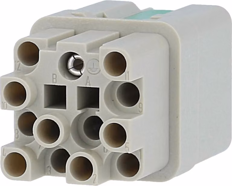 HARTING Han Q12/0 Inserto femmina (F) Connettore a crimpare / Quick-Lock (PE), 12 poli + PE 400 V, 10 A - 1 pezzo