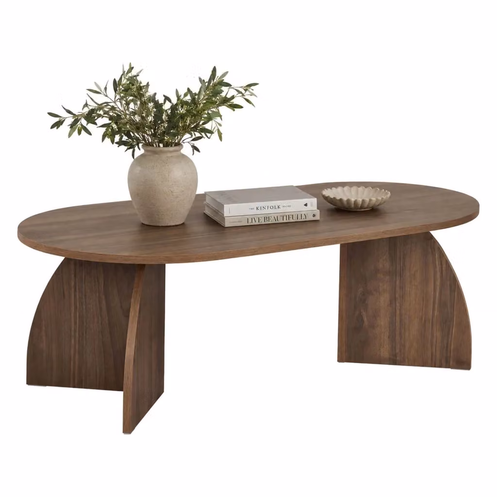 DMORA Tavolino da Salotto Ovale Moderno Marrone L: 120 cm, P: 60 cm, H: 40 cm – 2