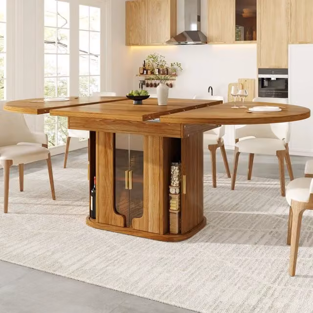 Tavolo allungabile 118-158x118x77 cm con cassetti in MDF noce