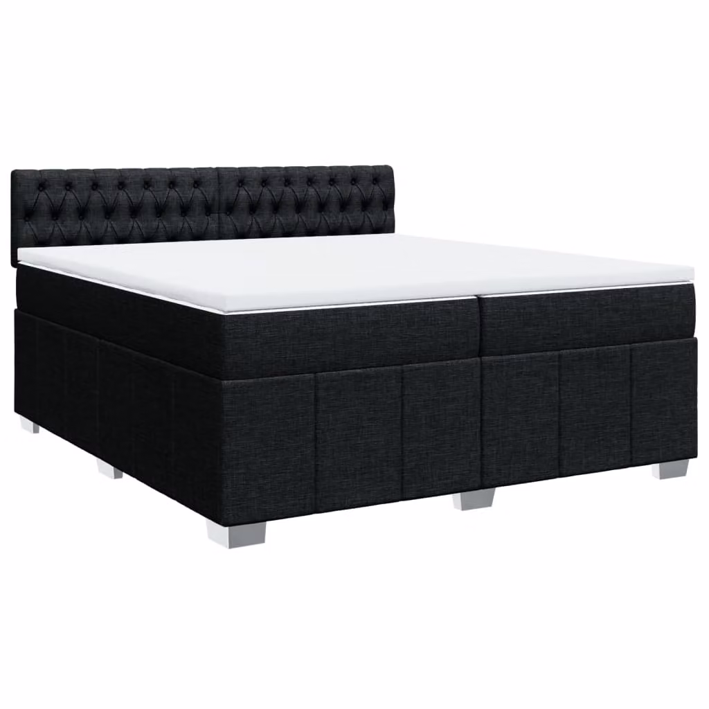 Giroletto a Molle con Materasso Nero 200x200 cm in Tessuto