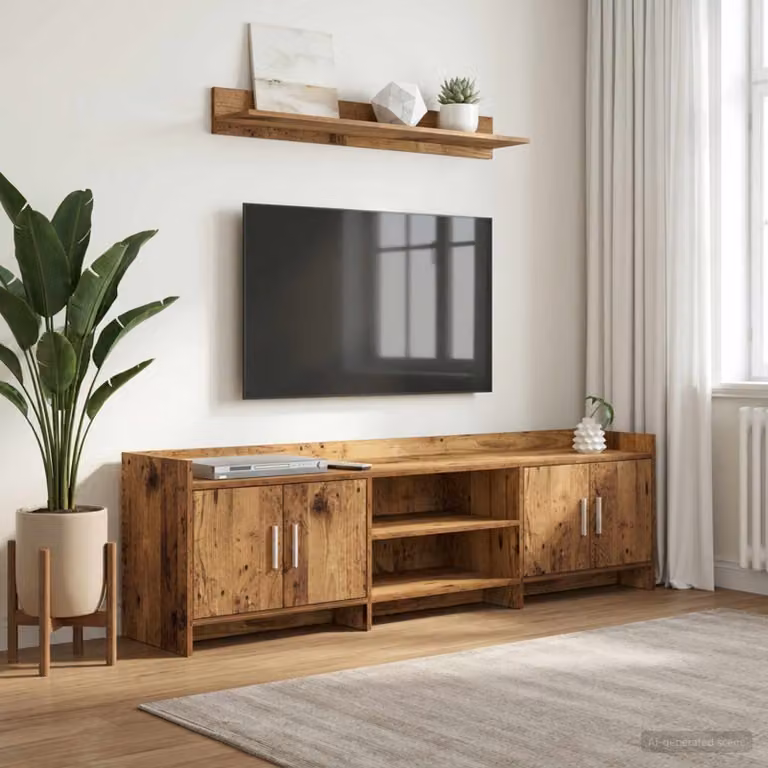 Mobile TV vidaXL in legno e metallo marrone, L 168 x P 33 x H 47 cm