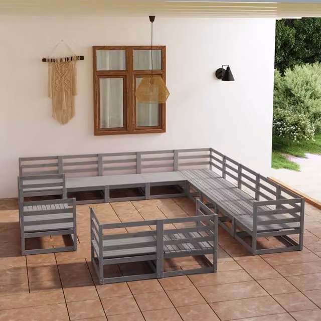 Set Divani da Giardino 13 pz in Legno Massello di Pino 3075966