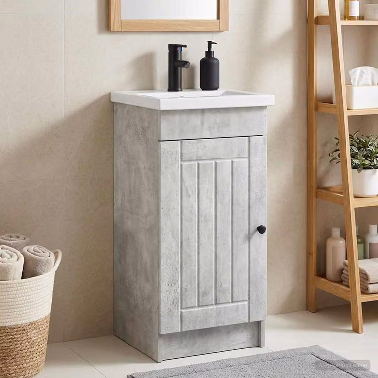 Mobile da bagno con lavabo vidaXL moderno in grigio e nero, L: 42 cm, P: 40 cm, H: 84,5 cm