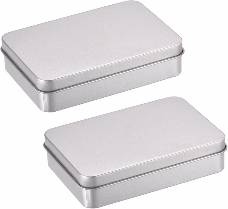 Set di contenitori in metallo, composto da 2 pezzi, dimensioni 150 x 90 x 30 mm, con coperchio, per l'organizzazione