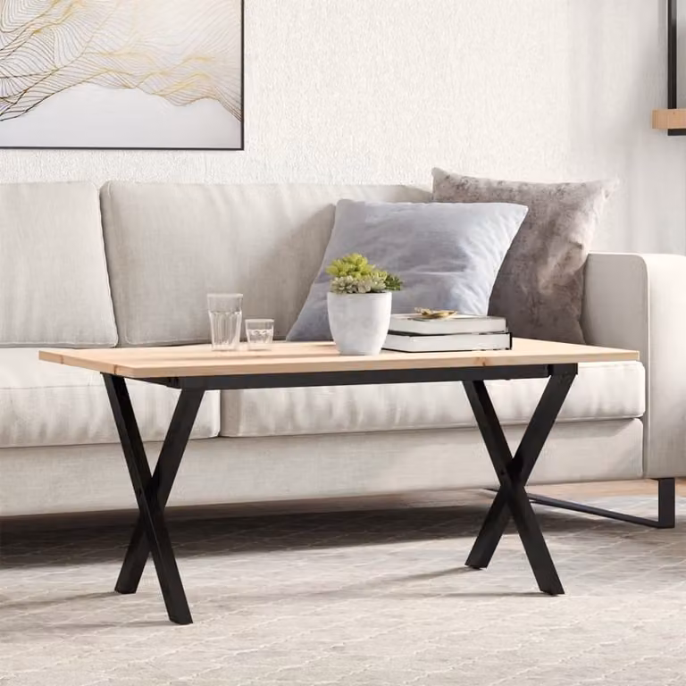 Maison Exclusive - Tavolino da Salotto Telaio a X 90x40x45 cm Legno Pino e Acciaio