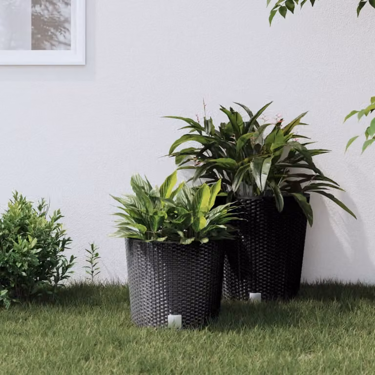 Fioriera con interno rimovibile vidaXL colore antracite in plastica effetto rattan