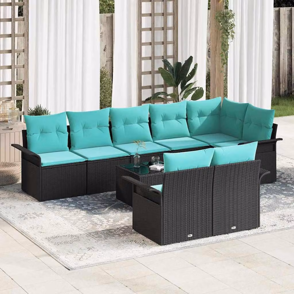 Maison Exclusive - Set da giardino composto da 9 pezzi, divano in rattan sintetico nero