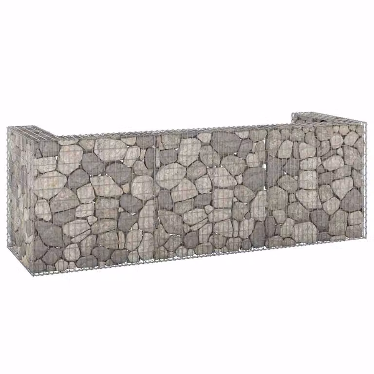 vidaXL Gabbione per Bidoni in Acciaio Zincato Grigio L: 325 cm, P: 100 cm, H: 110 cm