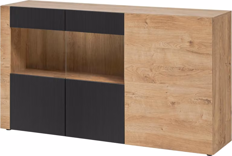 Cassettiera spaziosa INKADU - rovere ribbeck / nero