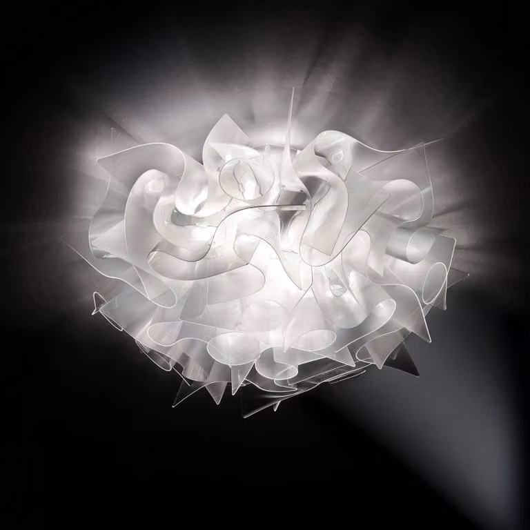 Slamp Plafoniera di design VELI, dimmerabile, Chiaro / Trasparente, Soggiorno / Sala da pranzo, Plastica, Design, Plafoniera