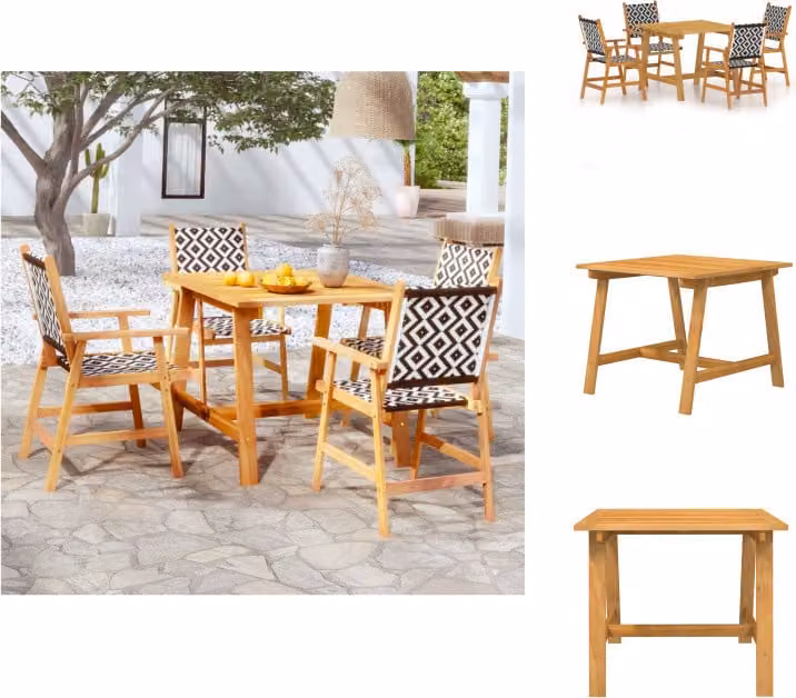 vidaXL Set da pranzo da giardino 5 pezzi in legno massiccio di acacia - Set di mobili da giardino