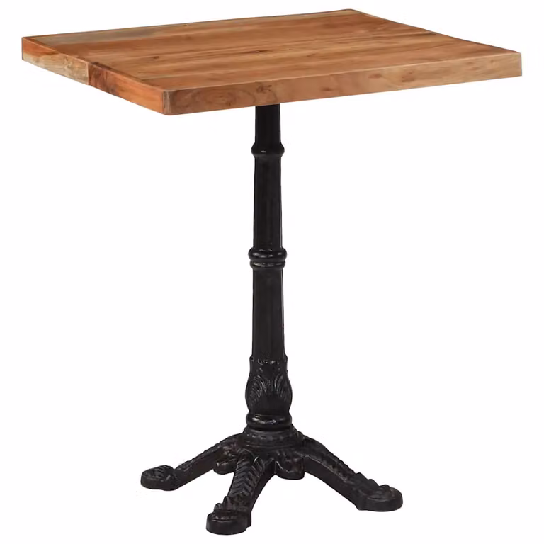 vidaXL Tavolo da Bistrot Quadrato in Legno di Acacia e Metallo, Marrone, L 60 x P 60 x H 76 cm