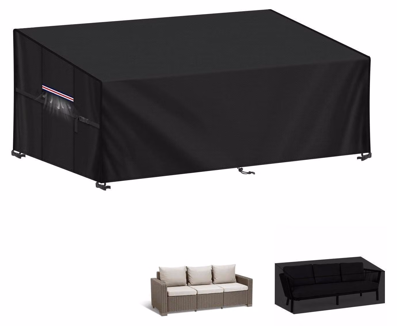 Copertura protettiva per divano da giardino a 3 posti, dimensioni 160x85x71/61 cm, tessuto Oxford 420D, impermeabile e resistente al vento