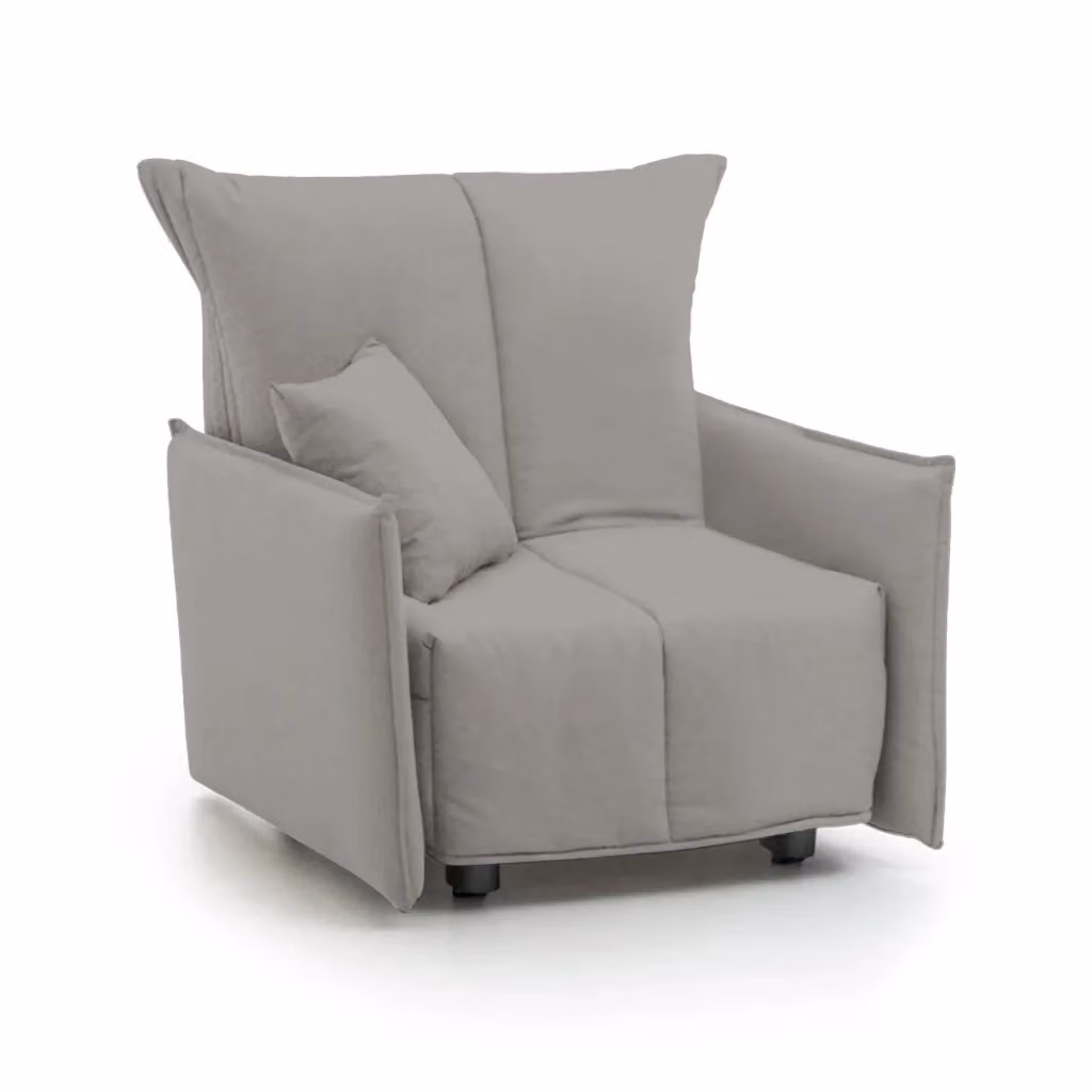Divano Letto Atlantis Talamo Italia, Divano Singolo con Apertura a Carrello e Braccioli, Rivestimento in Tessuto Grigio, L: 110 cm, P: 90 cm, H: 85 cm – 2